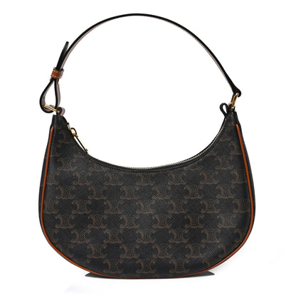 Celine Triomphe Canvas Calfskin Ava Shoulder Bag Tan 1 of 8