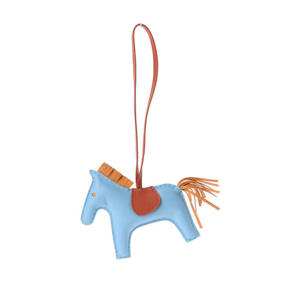 Hermes Milo Lambskin Grigri Rodeo Horse Bag Charm GM Celeste Naturel Bouton D'Or Cornaline 1 of 3