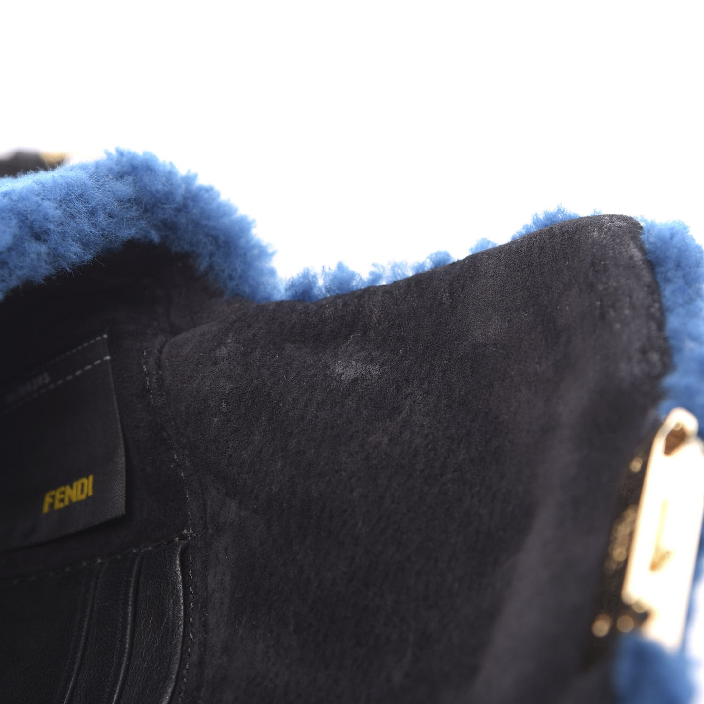 Shearling Nappa Mini Be Baguette Shoulder Bag Blue Black