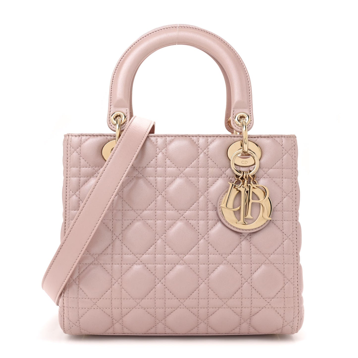 Pearly Lambskin Cannage Medium Lady Dior Lotus