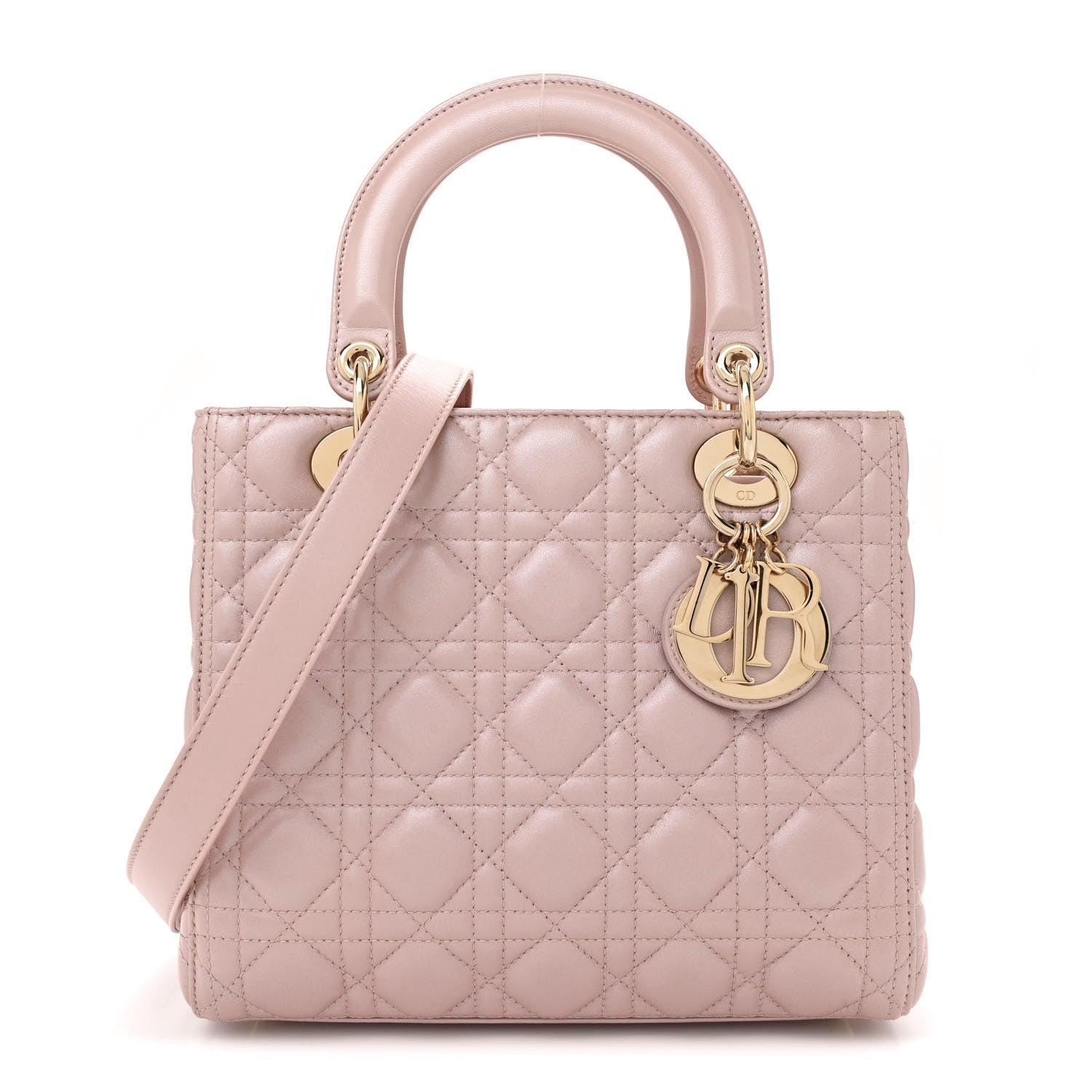 Christian Dior Pearly Lambskin Cannage Medium Lady Dior Lotus 1 of 11