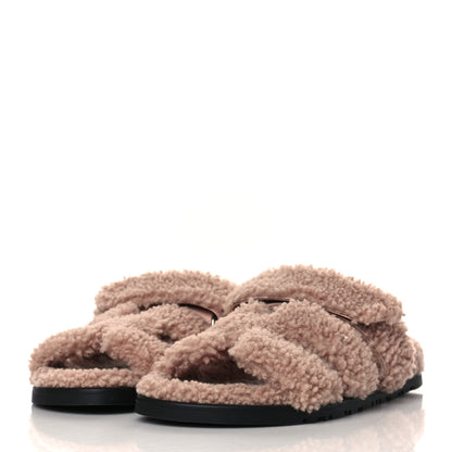 Hermes Woolskin Womens Chypre Sandals 36 Bois De Santal 3 of 8