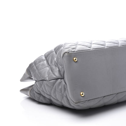 Chanel Calfskin Quilted Large Soft Elegance Tote Grey 9 of 14