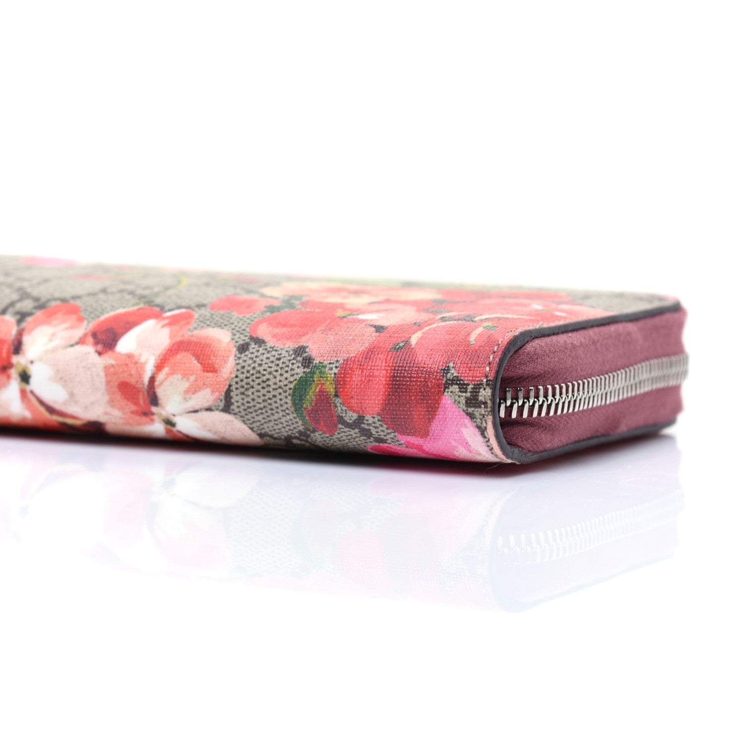 Gucci GG Supreme Monogram Blooms Zip Around Wallet Beige Multicolor Dry Rose 7 of 11