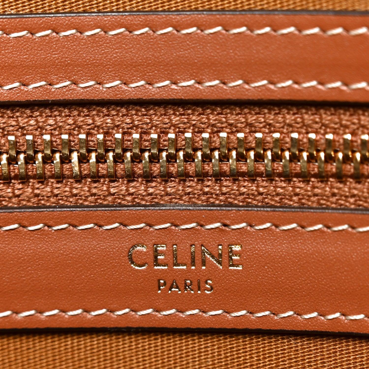 Celine Triomphe Canvas Calfskin Horizontal Cabas Tan 6 of 9