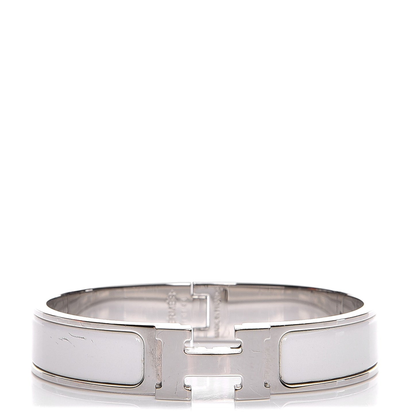 Enamel Narrow Clic Clac H Bracelet PM White