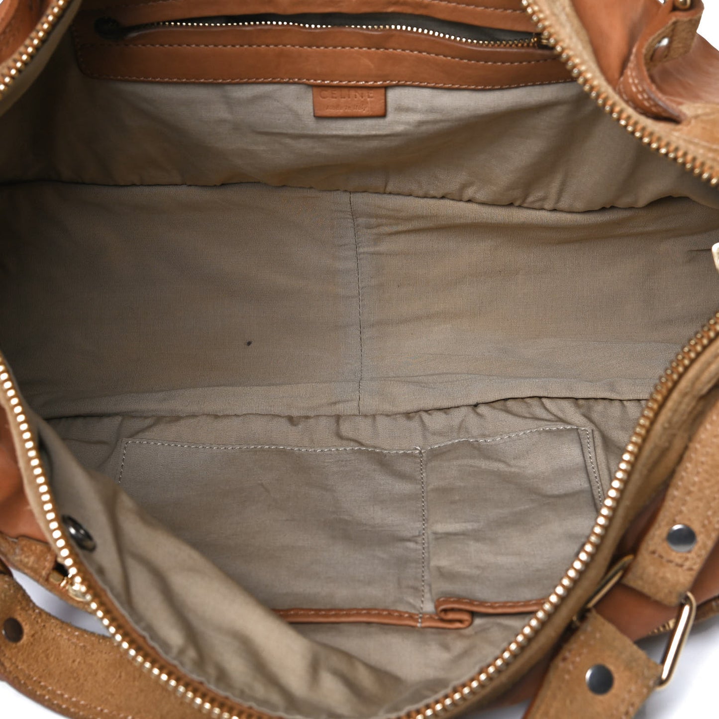 Calfskin Suede Satchel Brown