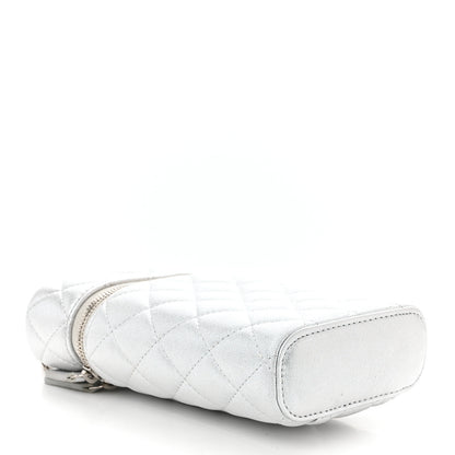 Chanel Metallic Lambskin Quilted Phone Holder With Chain Silver 3 of 12