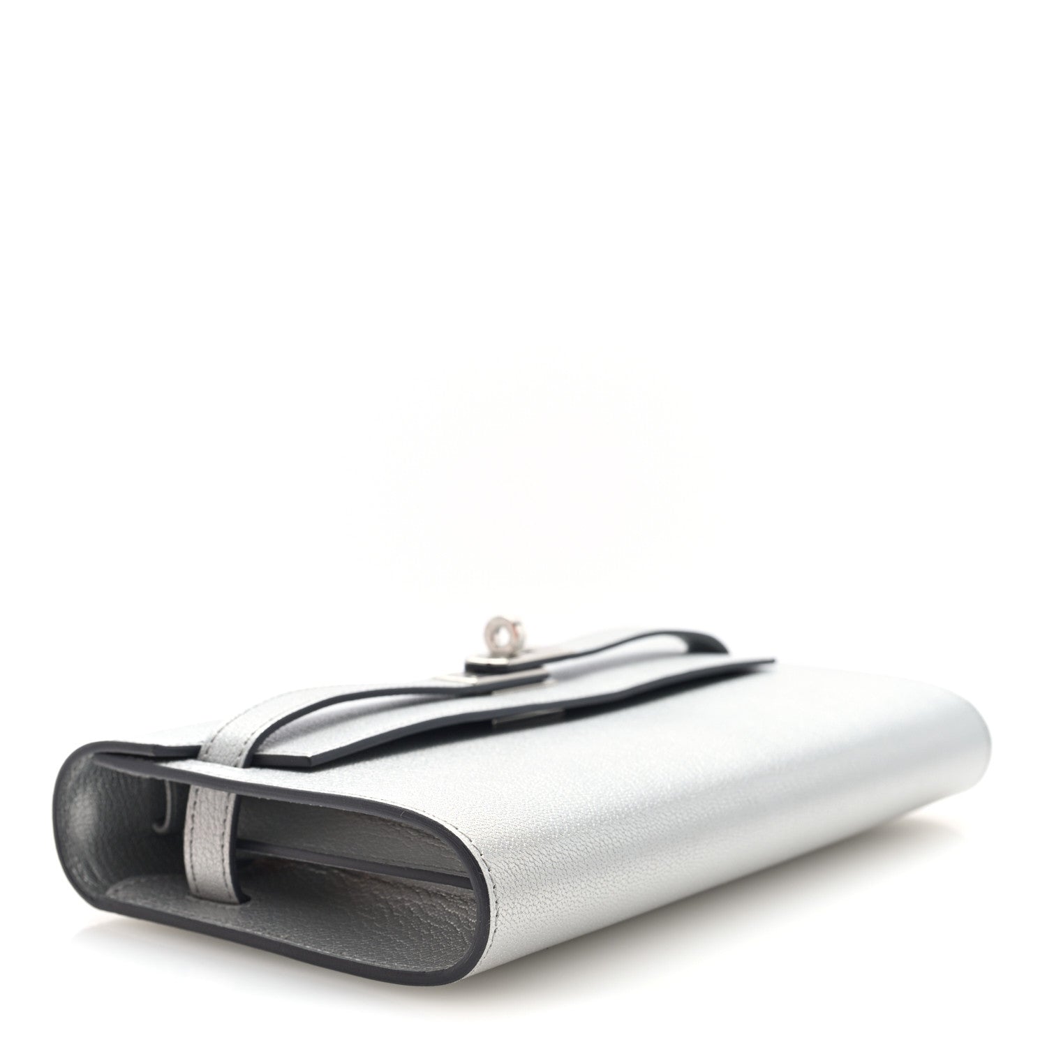 Hermes Metallic Chevre Chamkilight Kelly Wallet To Go Argent 4 of 11