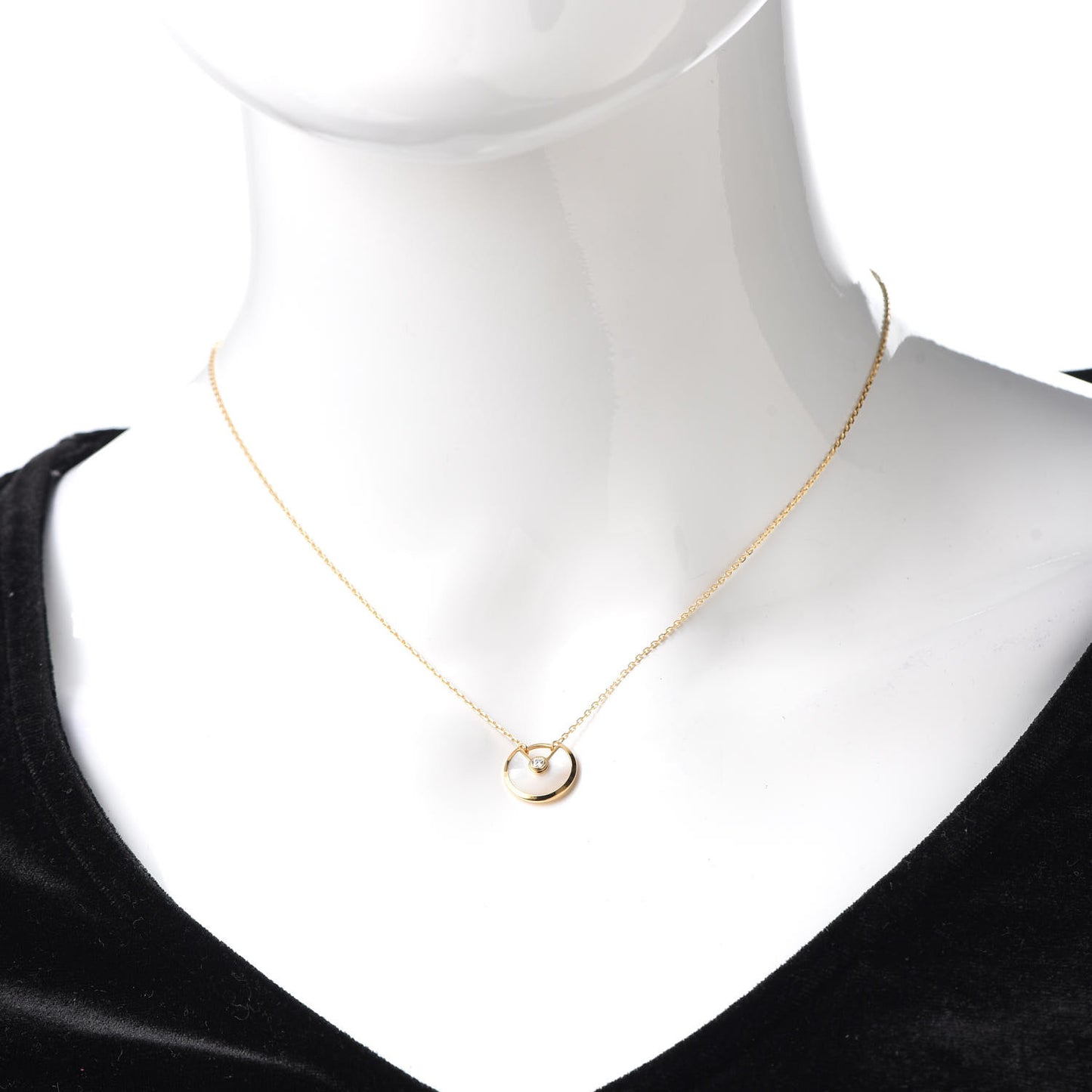 18K Yellow Gold Diamond Mother of Pearl XS Amulette de Cartier Pendant Necklace