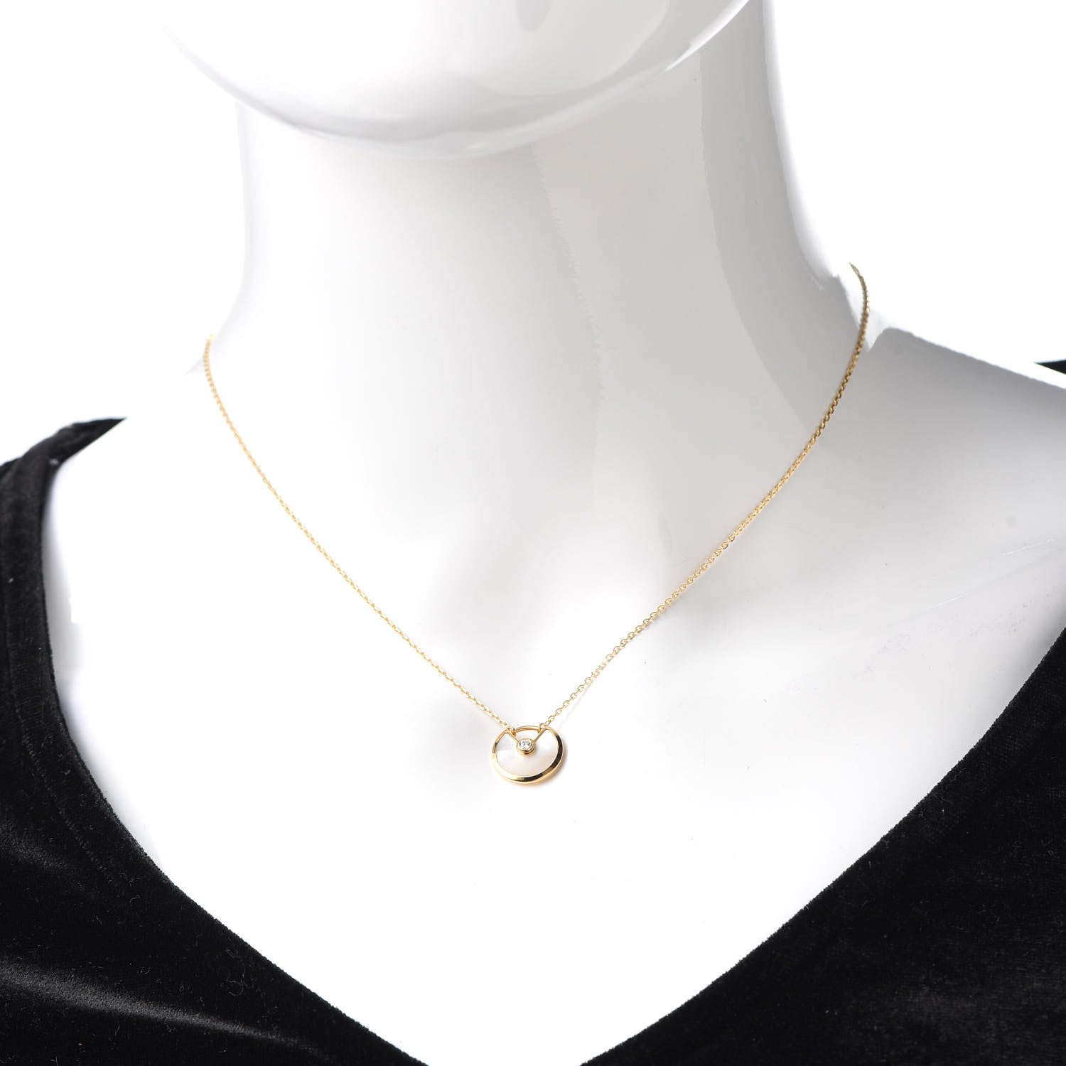 Cartier 18K Yellow Gold Diamond Mother of Pearl XS Amulette de Cartier Pendant Necklace 2 of 7