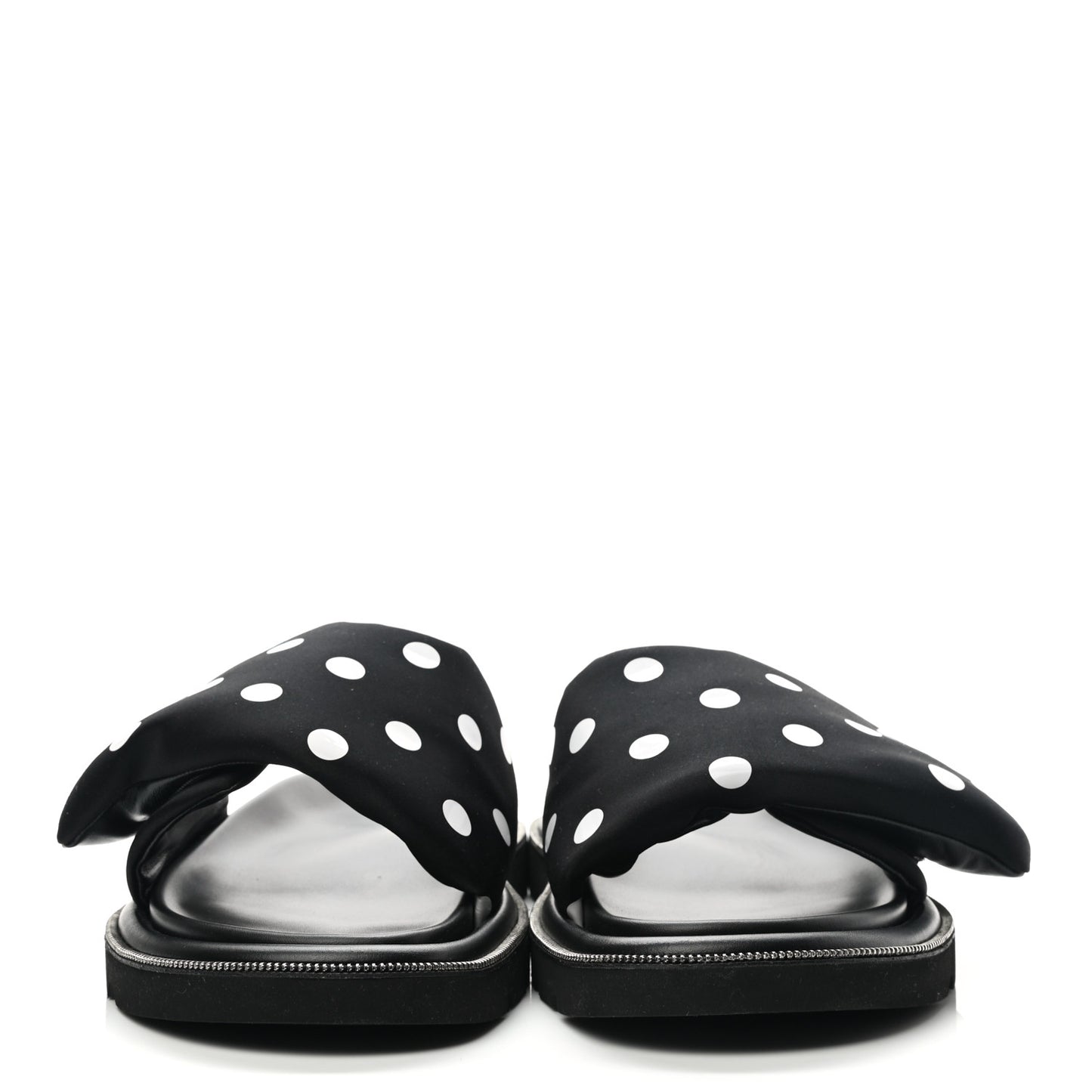 Satin Polka Dot Pool Pillow Flat Comfort Mule 42 Black White