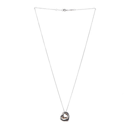 Tiffany Sterling Silver 18K Rose Gold Elsa Peretti Extra Mini Double Open Heart Pendant Necklace 3 of 8