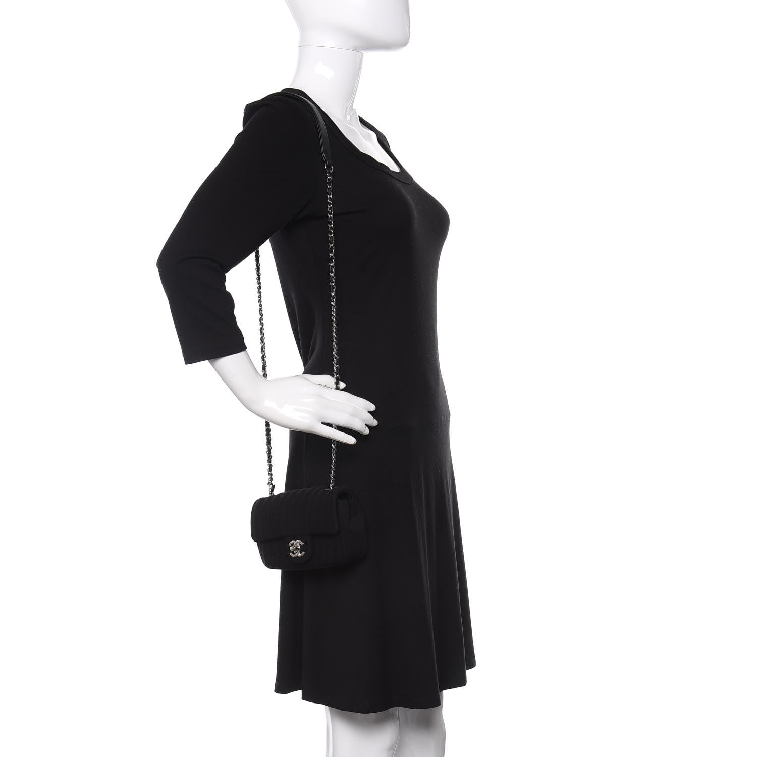 Chanel Jersey Vertical Quilted Mini Flap Black 2 of 11