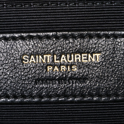 Saint Laurent Grain De Poudre Mixed Matelasse Large Triquilt Monogram Satchel Dark Beige 6 of 10