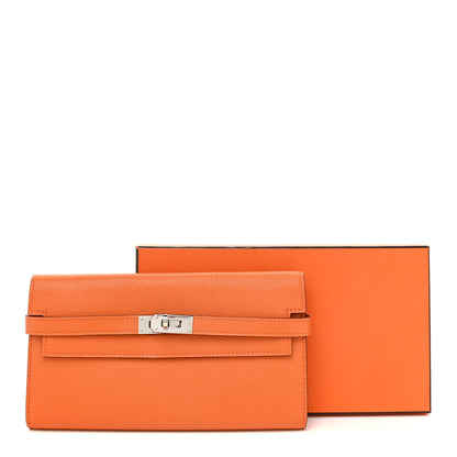 Hermes Chevre Mysore Kelly Longue Wallet Orange 16 of 16
