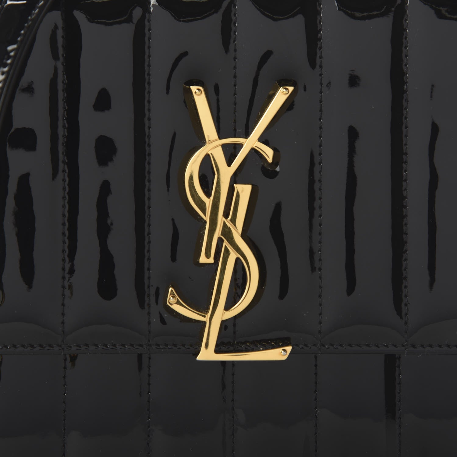 Saint Laurent Patent Calfskin Matelasse Monogram Vicky Chain Wallet Black 9 of 10
