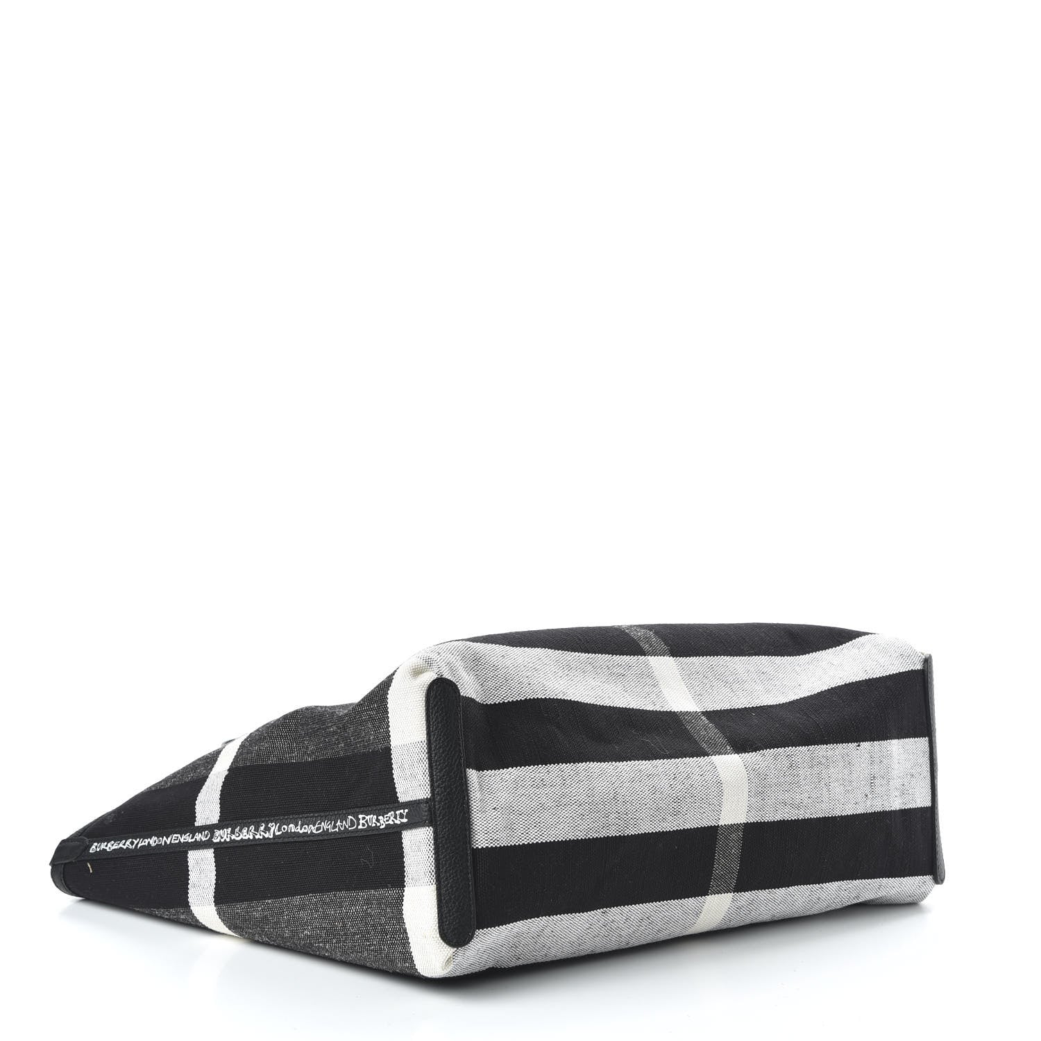 Burberry Coated Canvas Mega Check Medium Doodle Tote Black White 12 of 16