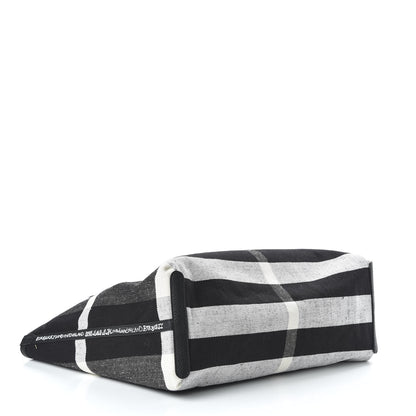 Burberry Coated Canvas Mega Check Medium Doodle Tote Black White 12 of 16