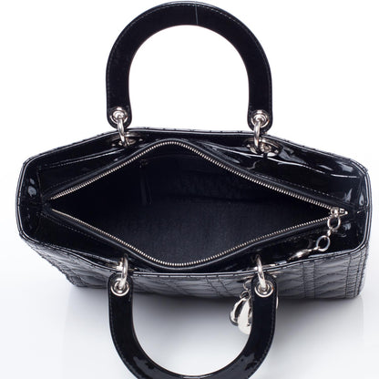 Christian Dior CHRISTIAN DIOR Patent Cannage Large Lady Dior Black 10 of 11