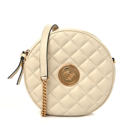 Versace Nappa Quilted La Medusa Round Camera Bag White 1 of 5