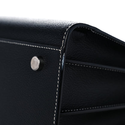 Saint Laurent Grained Calfskin Topstitch Small Sac De Jour Black Porcelain 11 of 14