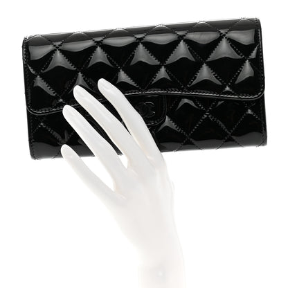 Chanel Patent Quilted Large Gusset Flap Wallet So Black 2 of 9