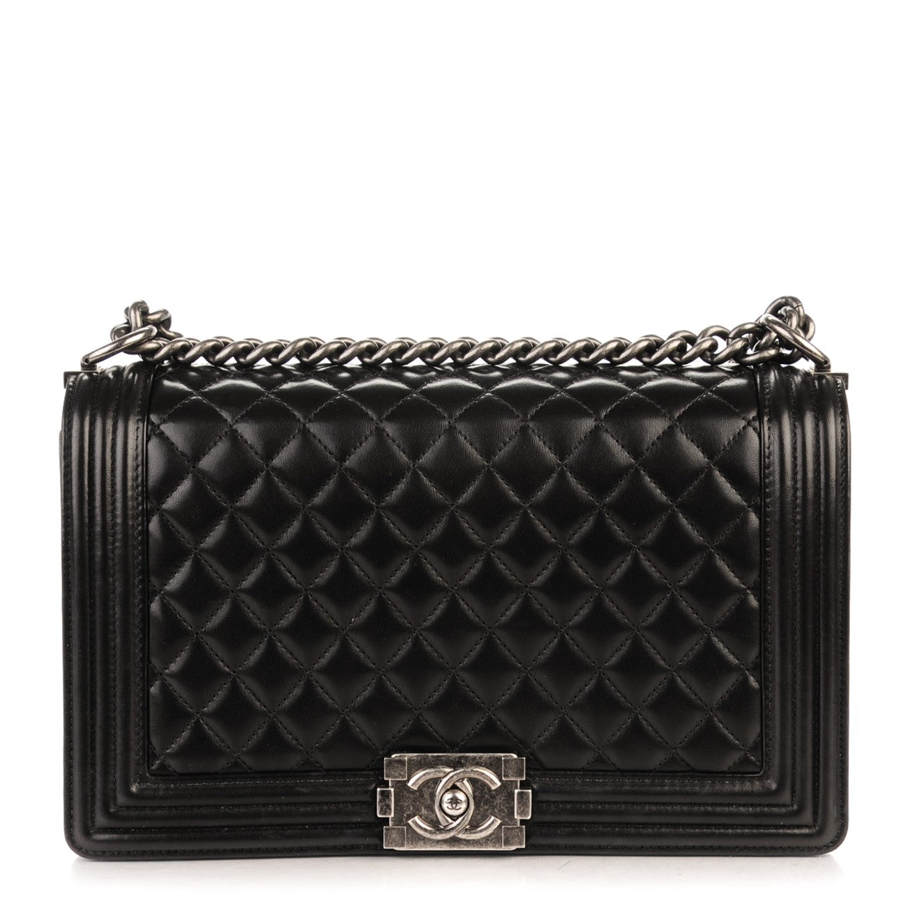 Lambskin Quilted New Medium Boy Flap Black