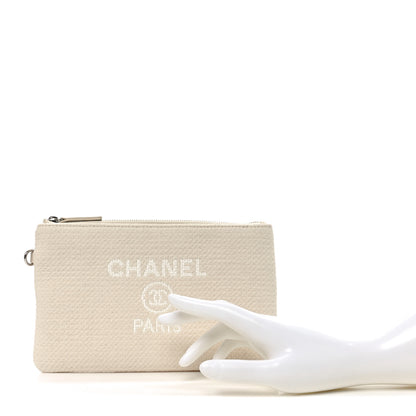Chanel Canvas Deauville Cosmetic Pouch Light Beige 2 of 5