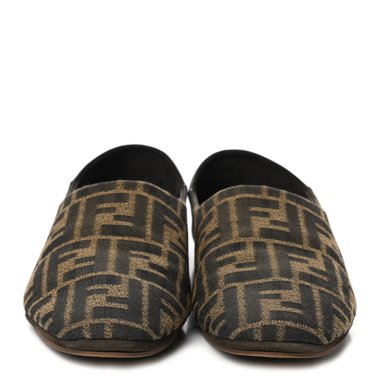 Fabric Jacquard Nappa FF Slippers 39 Tobacco Moro Black