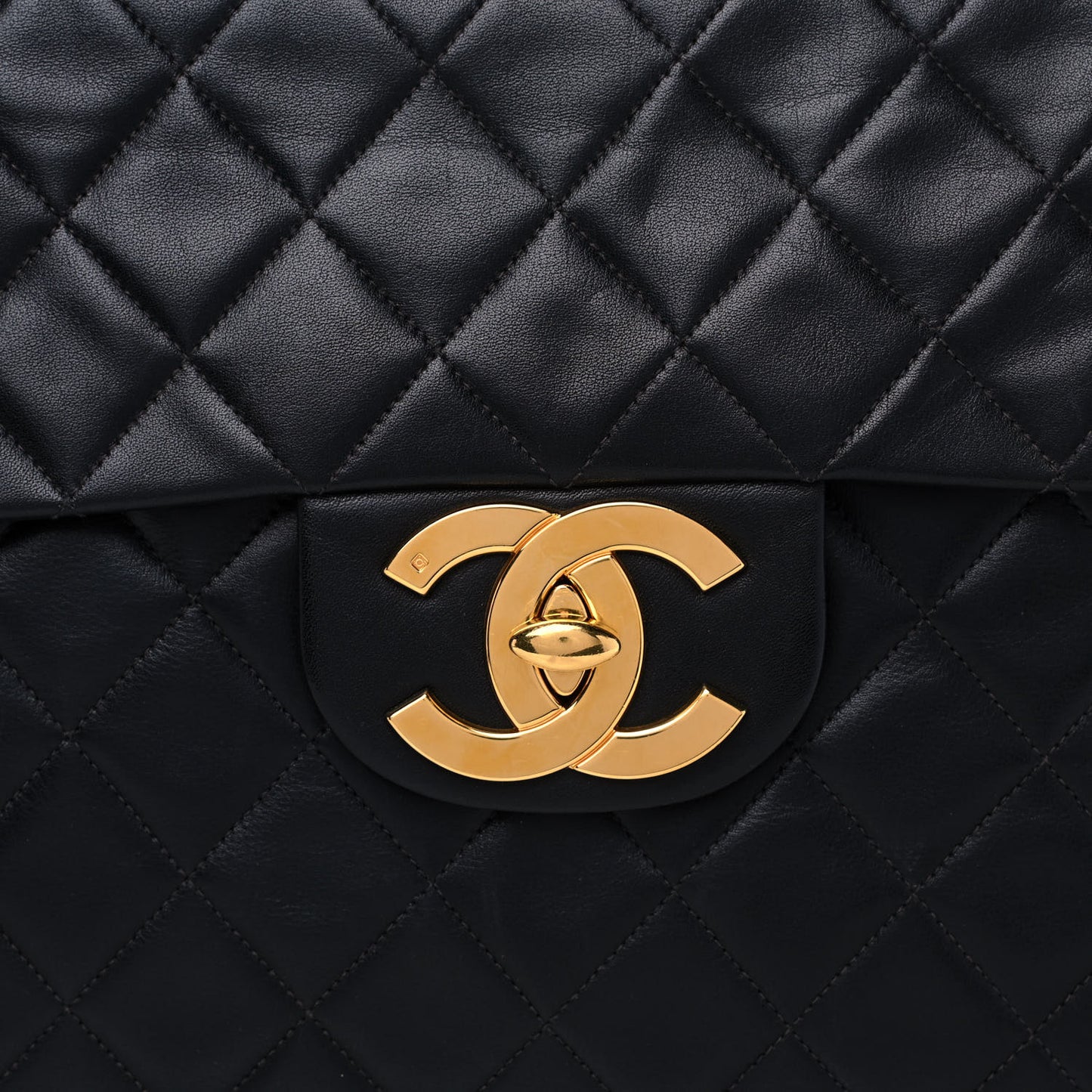 Washed Lambskin Quilted Maxi Single Flap Black