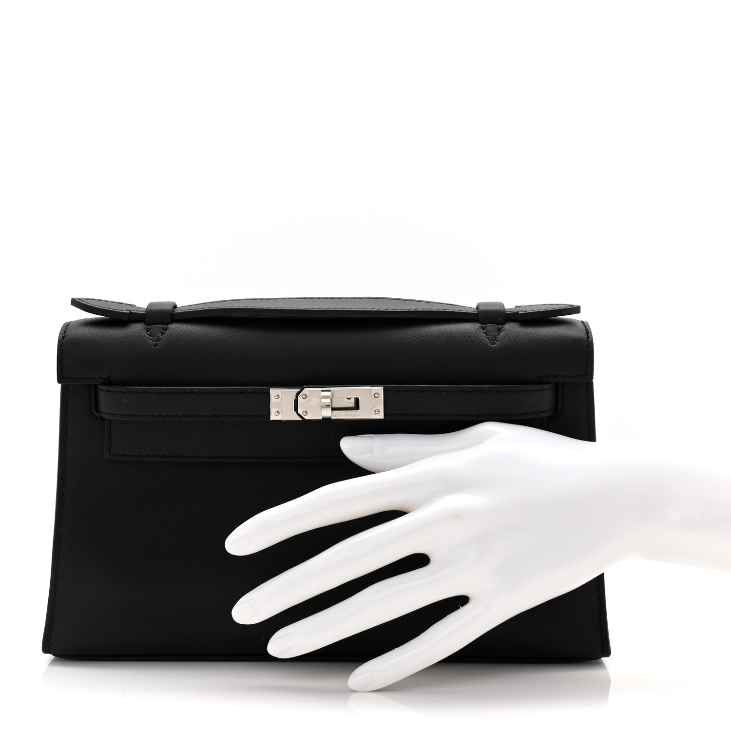 Hermes Swift Kelly Pochette Clutch Black 2 of 11