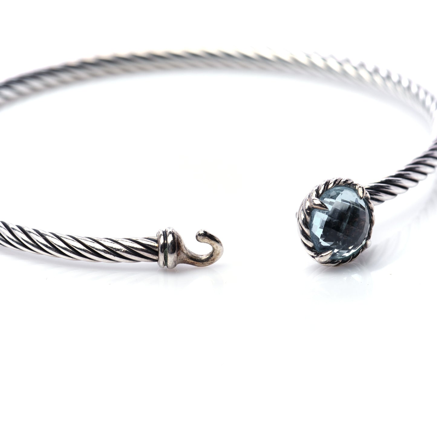 Sterling Silver Blue Topaz 3mm Chatelaine Bracelet