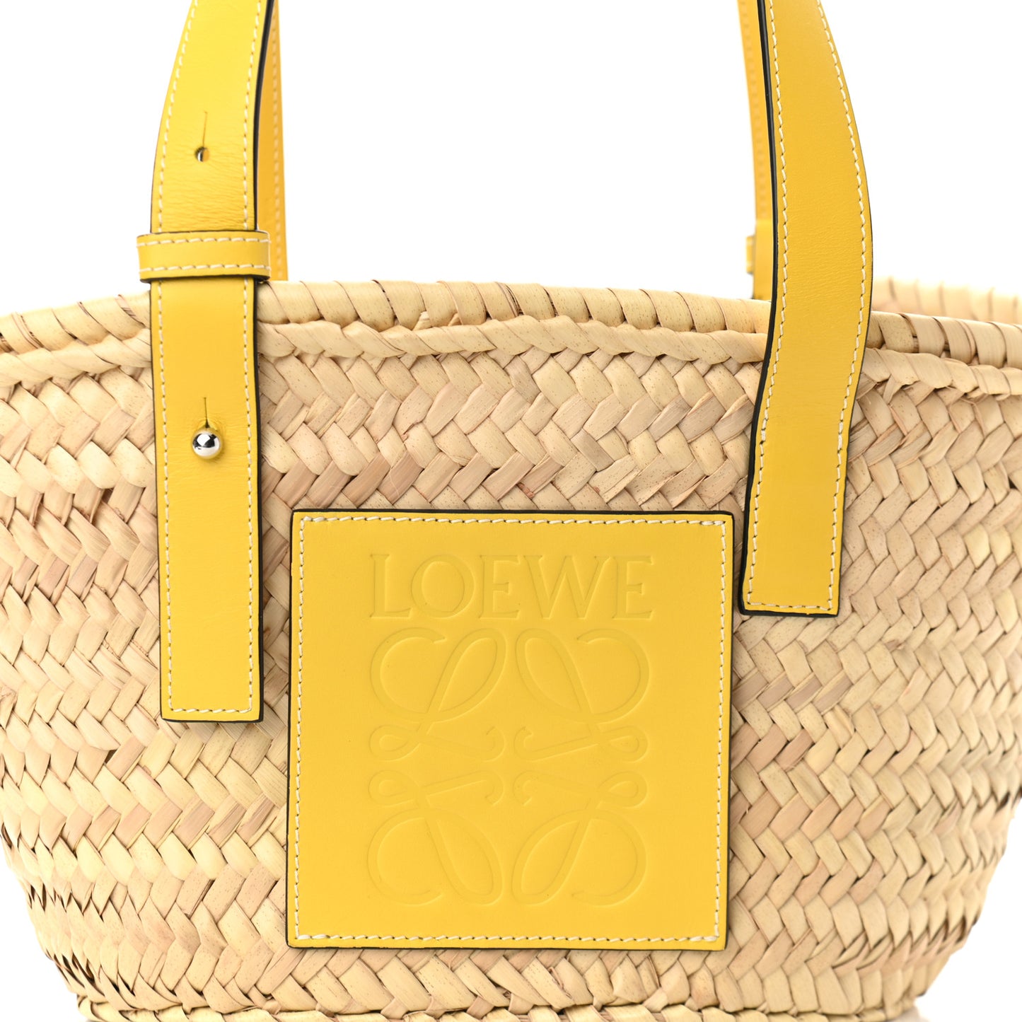 Raffia Small Basket Tote Bag Natural Yellow