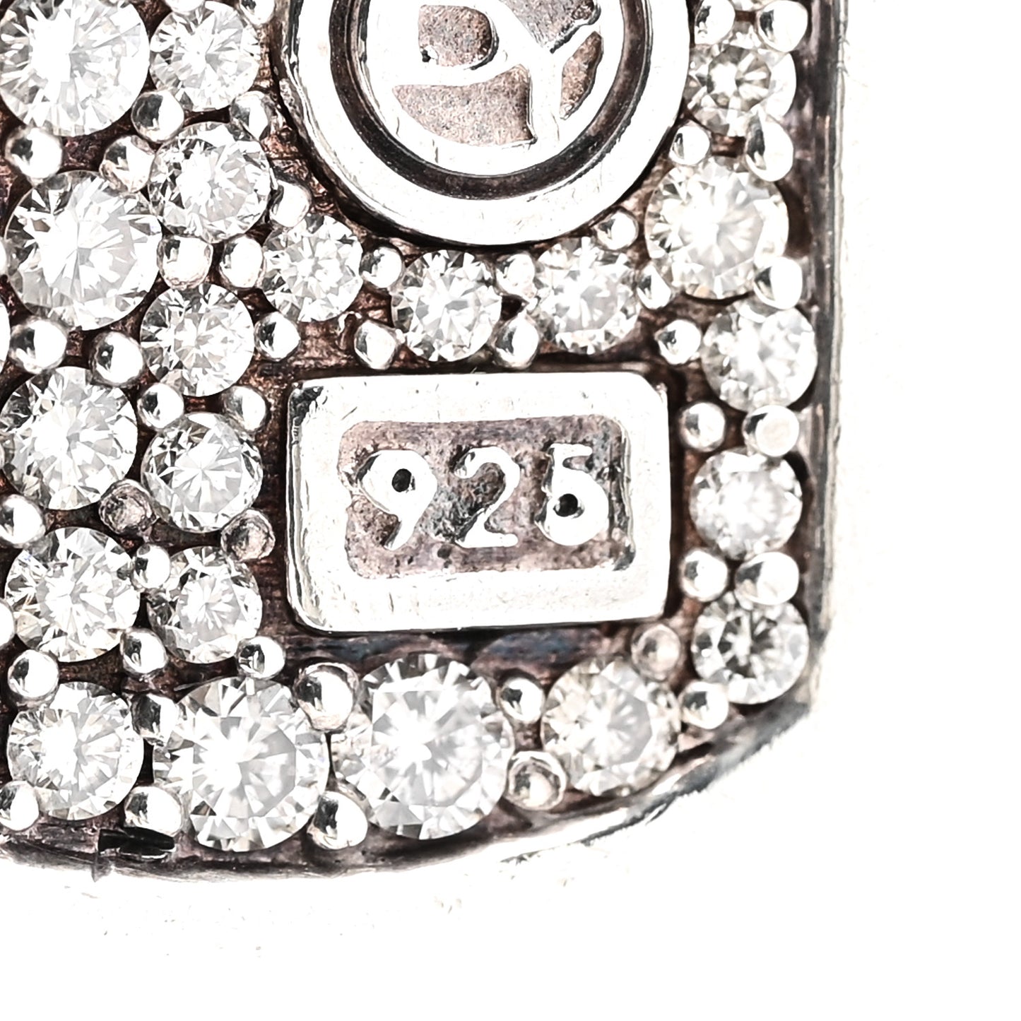 Sterling Silver Pave Diamond Dog Tag Pendant