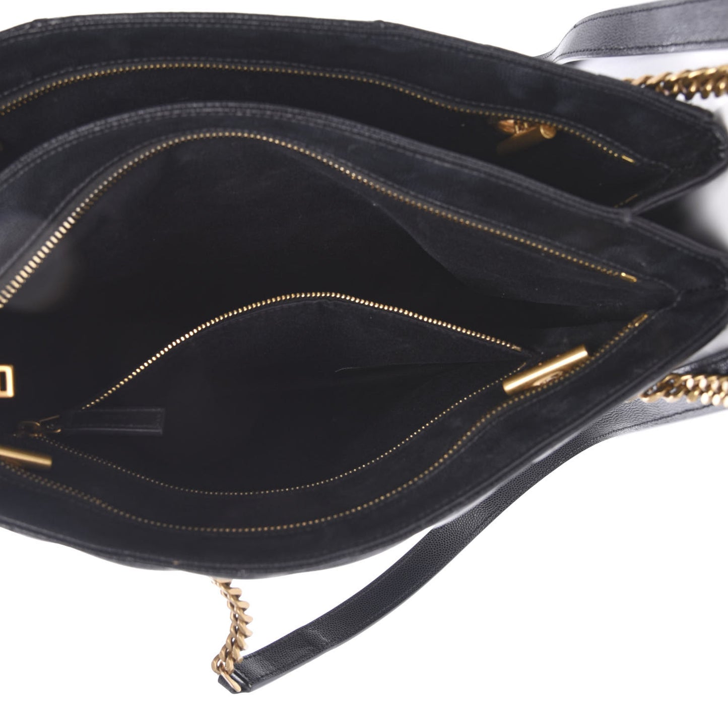 Grain De Poudre Matelasse Chevron Medium Tribeca Shopping Bag Black
