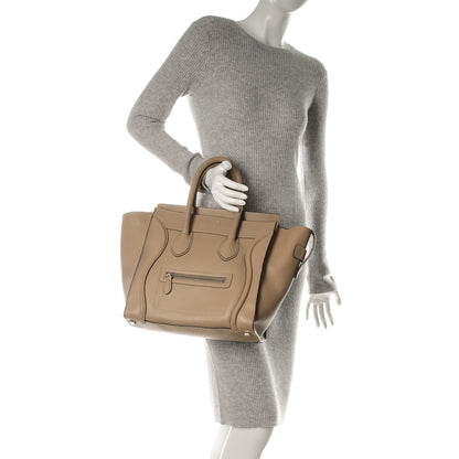 Celine Drummed Calfskin Mini Luggage Dune 2 of 10