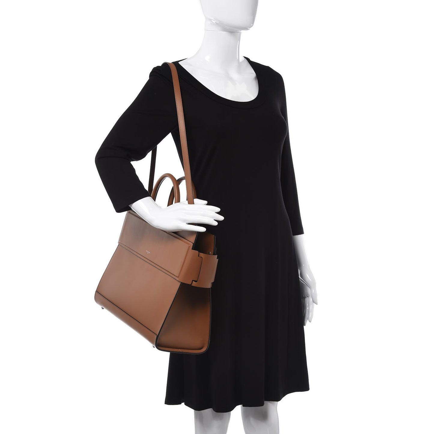 Smooth Calfskin Medium Horizon Satchel Caramel