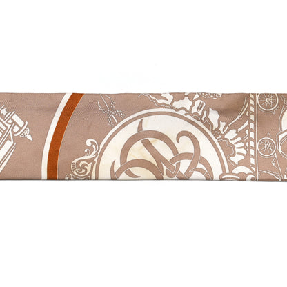 Hermes Silk Ex-Libris Twilly Beige White Caramel 6 of 6