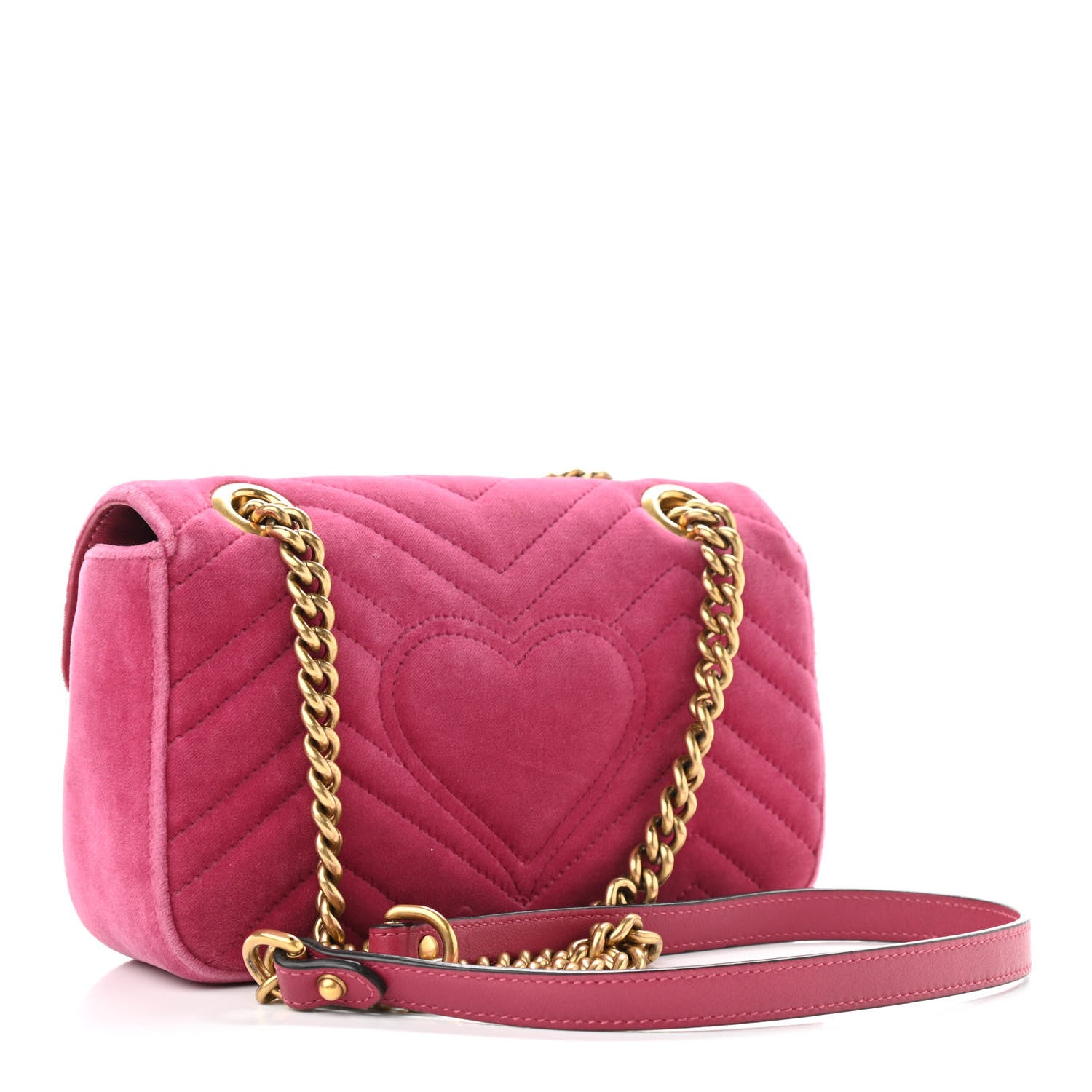 Gucci Velvet Matelasse Mini GG Marmont Shoulder Bag Light Raspberry Rose 3 of 10