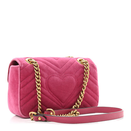 Gucci Velvet Matelasse Mini GG Marmont Shoulder Bag Light Raspberry Rose 3 of 10
