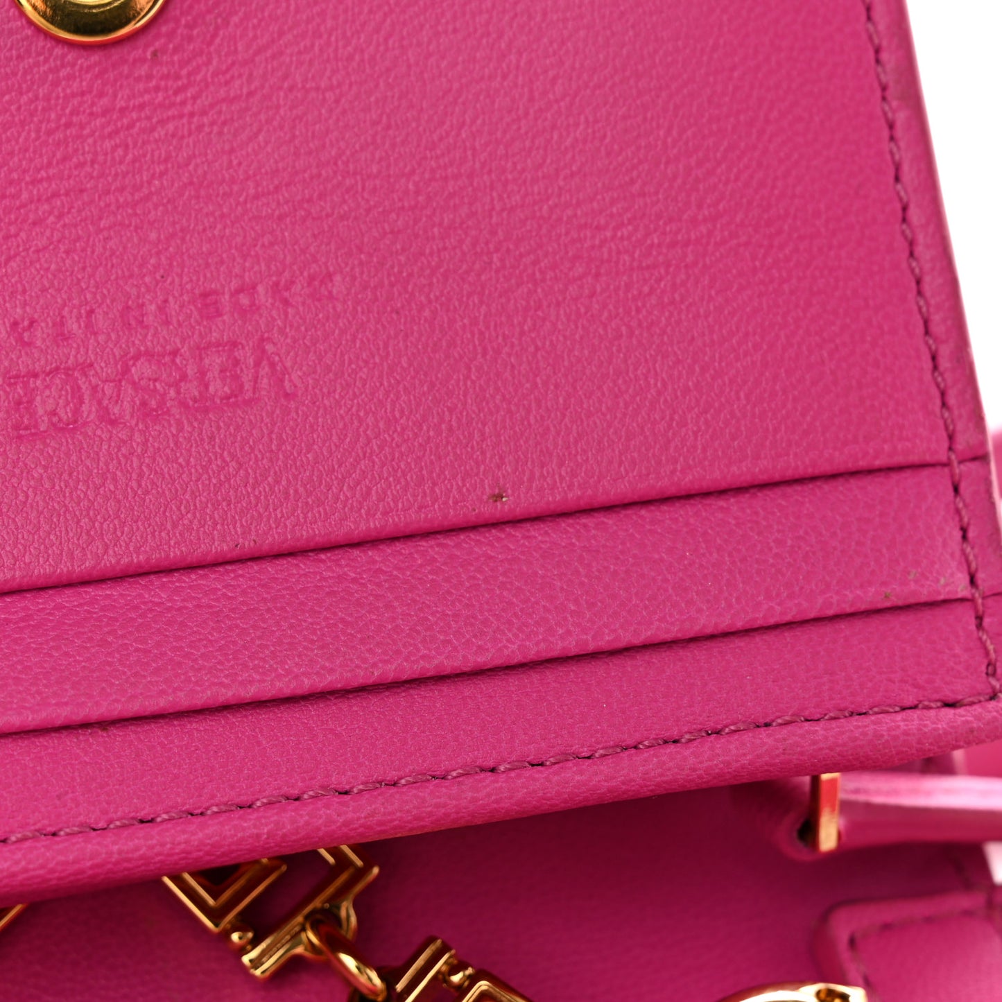 Calfskin Greca Goddess Chain Wallet Pink