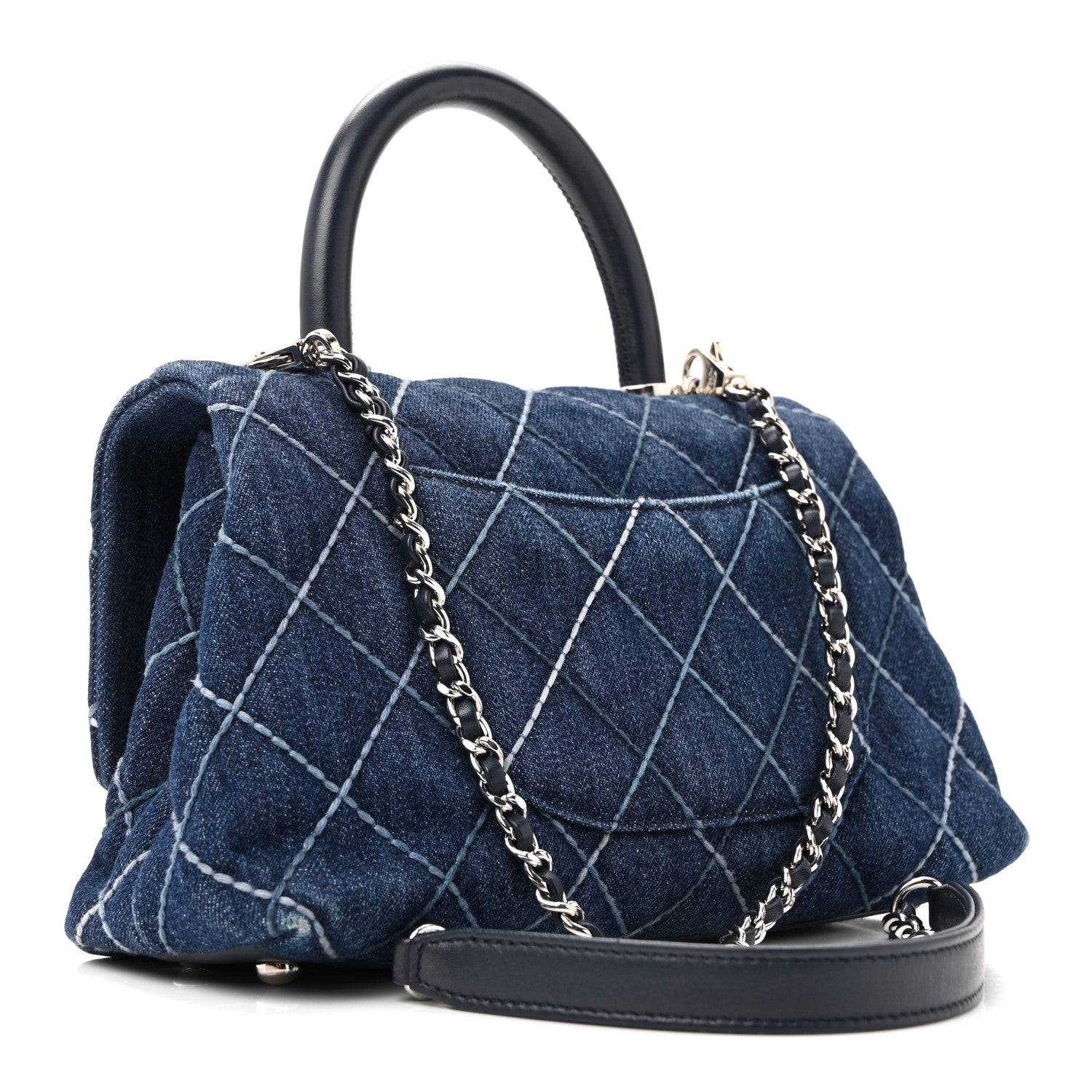 Chanel Denim Quilted Mini Coco Handle Flap Blue 7 of 40