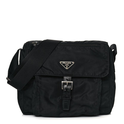 Prada Tessuto Nylon Single Buckle Messenger Bag Black 1 of 15
