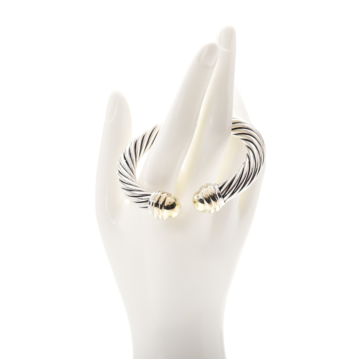 David Yurman Sterling Silver 14K Yellow Gold 10mm Cable Classics Bracelet 2 of 4