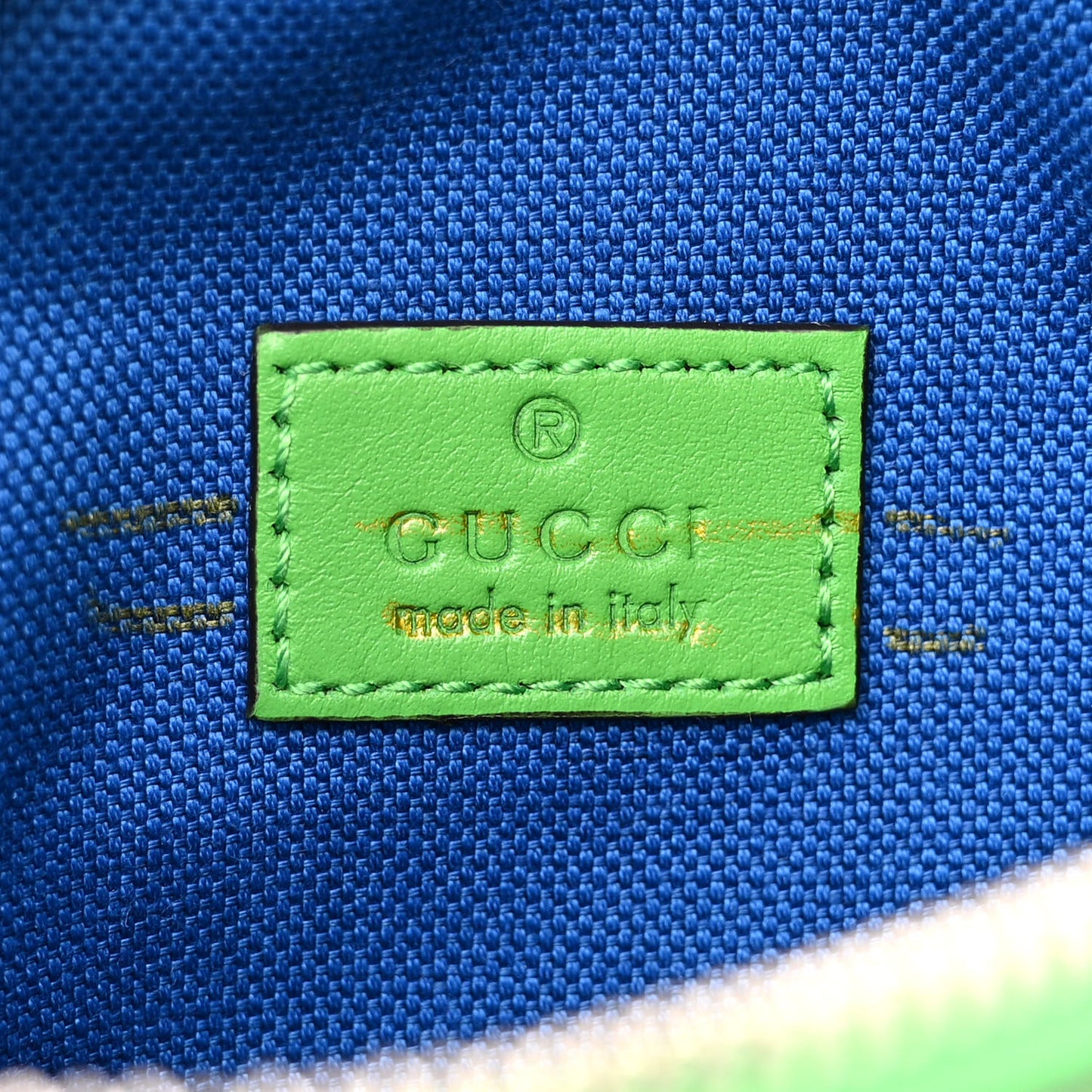 Calfskin GG Tennis Bi-Color Embossed Belt Bag Joy Green Joy Blue