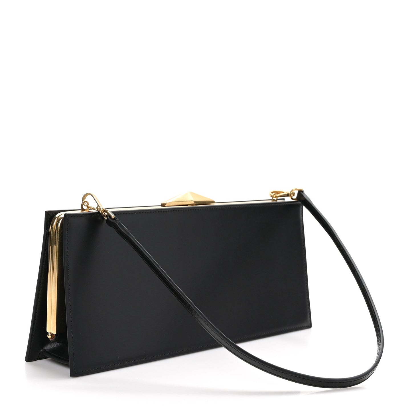 Box Calfskin Diamond Cocktail Clutch Black