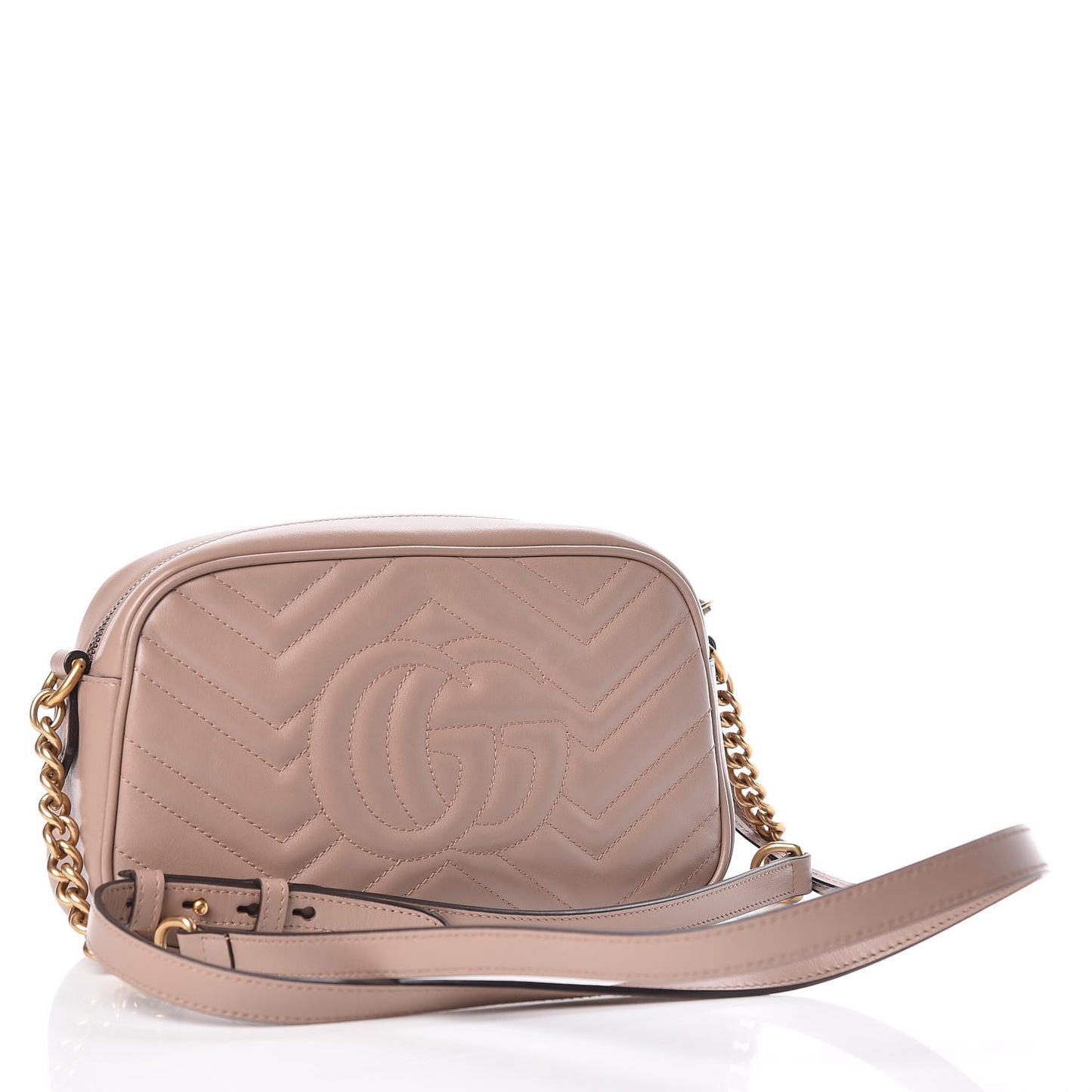 Calfskin Matelasse Small GG Marmont Chain Shoulder Bag Porcelain Rose