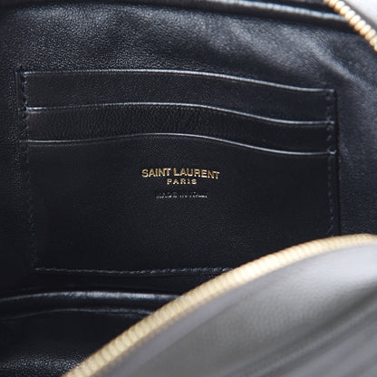 Saint Laurent Grain De Poudre Matelasse Monogram Mini Lou Camera Bag Dark Smog 5 of 7