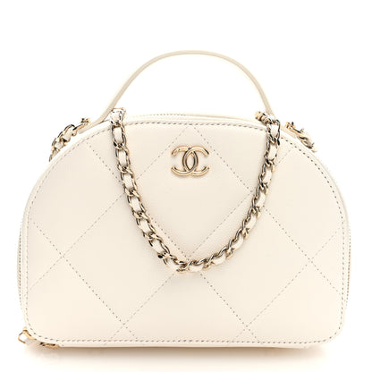 Chanel Grained Calfskin Quilted Top Handle Chain Clutch White 8 of 11